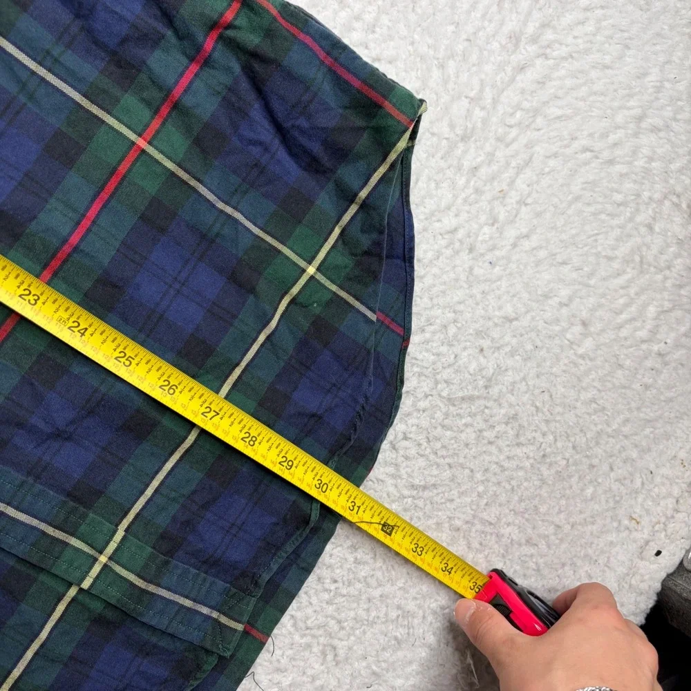 Polo Ralph Lauren Mens Large Classic Fit Plaid Button Down Shirt Navy Green Red
